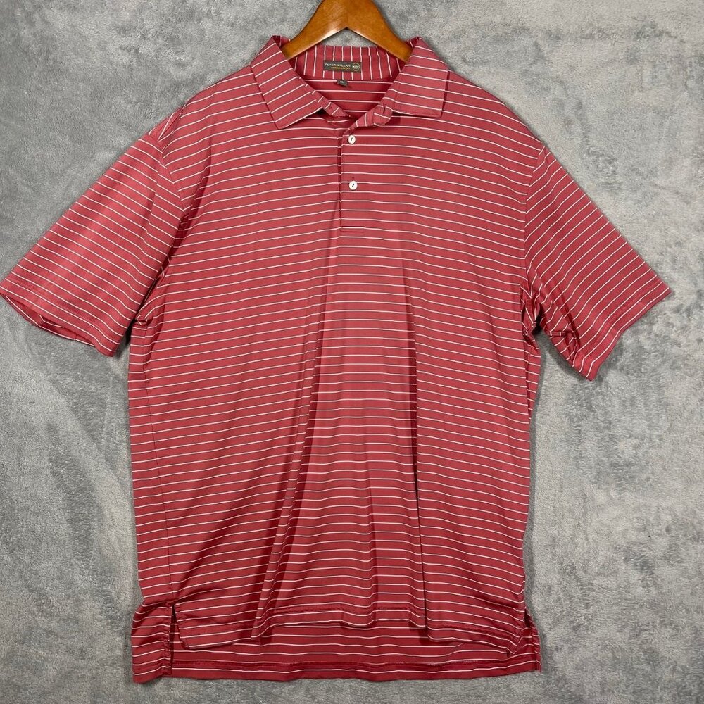 Peter Millar Summer Comfort XL Mens‎ Cape Red Halifax Stripe Stretch Jersey Polo